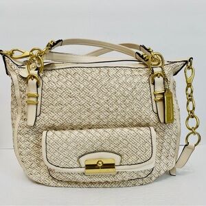 COACH KRISTIN PINNACLE WOVEN LEATHER SATCHEL BAG 19747 WITH DUST BAG